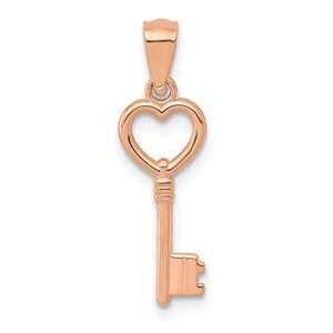 14k Rose Gold Key Pendant, 7mm
